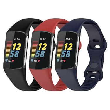 Imagem de Gheper Pacote com 3 pulseiras esportivas de substituição de silicone macio compatíveis com Fitbit Charge 6/Charge 5