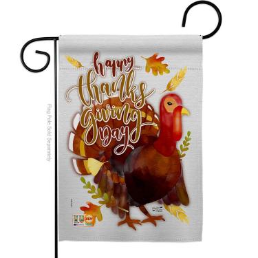 Imagem de Angeleno Heritage G135075 Bandeira vertical decorativa Happy Thankstion, 33 x 47 cm, multicolorido