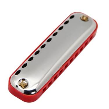 Imagem de Para Iniciantes harmônica Gaita De Blues De 10 Buracos C-tone Adulto Iniciante Instrumento De Bolso Caixa De Plástico Cinza(Red)
