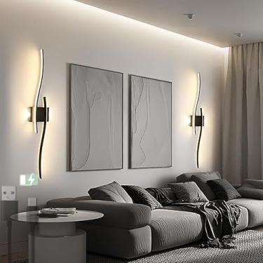 Imagem de Luminária de parede com espelho LED 5000 mAh operada por bateria para interior arandela USB design moderno em forma de onda luminárias de parede lâmpada de parede para sala de estar corredor quarto