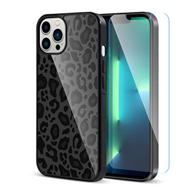 Imagem de TEAUGHT Capa compatível com iPhone 13 Pro Max (2021) de 6,7 polegadas, estampa fofa de leopardo preto + protetor de tela para pneu à prova de choque, projetada para iPhone 13 Pro Max para meninas e