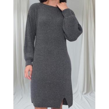 Imagem de Trico Vestido Curto Oversized Manga Longa Casual Feminino - Andresa Li