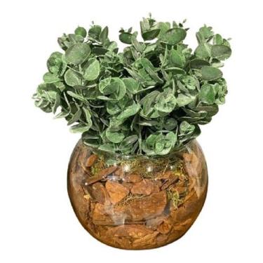 Imagem de Arranjo Centro Mesa Verdinho Eucalipto Artificial Completo - Decore Fá