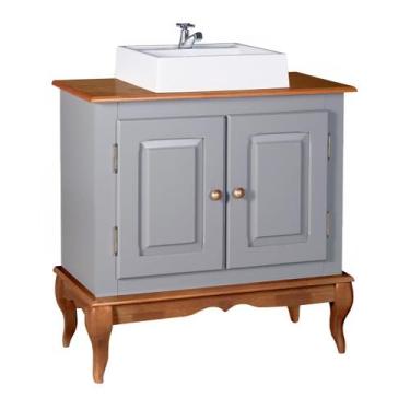 Imagem de Gabinete para Banheiro com Cuba Dália 3050 Linz Móveis, Cinza/Imbuia G