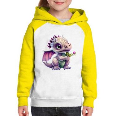 Imagem de Moletom Infantil Dragão Bebê - Foca na Moda, Branco, Amarelo, 6