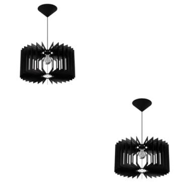 Imagem de Kit C/ 2 Pendentes De Teto Em MDF Cru Modelo Coroa Para Decorar O Seu Lar - Preto