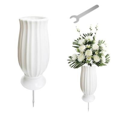 Imagem de Vaso de cemitério para decorações de túmulos com lápides de metal suporte de flores para flores atificiais florais falsas ao ar livre marcadores de lápide memoriais simpatia pela perda de entes