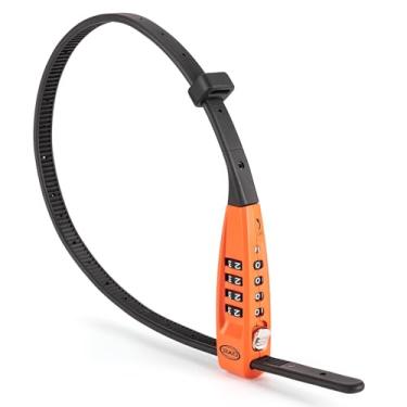 Imagem de CXWXC Fecho de amarrar com zíper - Cadeados de cabo combo de 4 dígitos para capacete, skate, esqui, snowboard, carrinho de bebê e armário - Ideal para segurança leve (laranja, 45 cm)