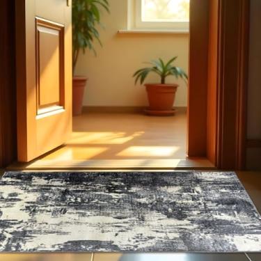 Imagem de 1 Tapete Capacho Belga Grande Limpa Seca Es Mo 66 x 110 Vr (D7Mod Cinza Azul Bege Preto Marfim Moderno Manchado Abstrato)