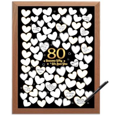 Imagem de 80 Reason Why We Love You, decoração de parede de aniversário de 80 anos, presentes de aniversário para mulheres e homens, tela para convidados, decoração de 80 anos ou lembrancinhas de festa de