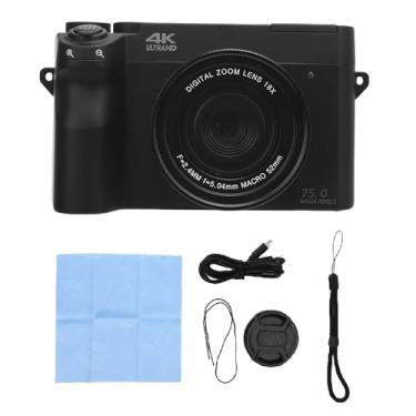 Imagem de Câmera Digital 4K para Fotografia, Câmera de Vlogging de 75MP Com Zoom Digital de 18x, Câmeras Wi -Fi de Tela UHD de 3 Polegadas, Foco Automático Travel Compacta de Foto (Preto)