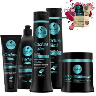 Imagem de Kit Haskell Cachos Sim Sh Cond Leave Masc 500g Creme Em Gel