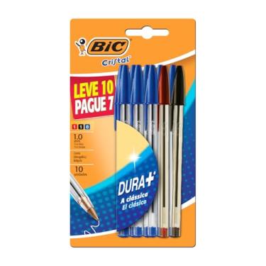 Imagem de BIC, Caneta Esferográfica Escrita Média, Cristal Dura+, 3 Cores, Leve 10, Pague 7