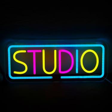 Imagem de qbanziou Sinais neon de estúdio para decoração de parede, luz neon LED para sala de estar, sala de jogos, sala de transmissão, estúdio de música