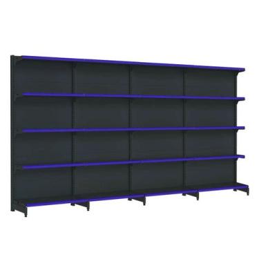 Imagem de Kit 4 gôndolas new premium 2,02m preta parede 40/30 - AMAPÁ