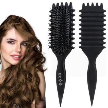 Imagem de ECVV® Bounce Curl Define, escova de cabelo encaracolado premium, desembaraçador molhado e seco, ferramenta essencial para modelar e aperfeiçoar seus cachos (cor: preto)
