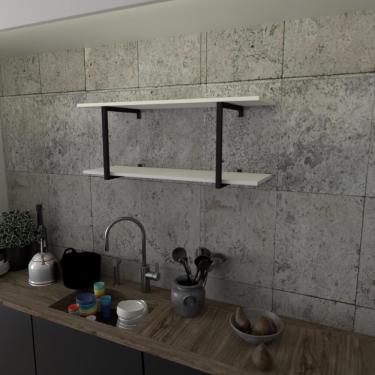 Imagem de Prateleira Industrial Suspensa Estante Parede Nicho Branco Cozinha Escritorio Sala Quarto Infantil