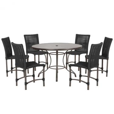 Imagem de Mesa Ascoli 120 Cm Com 6 Cadeiras Cannes De Alumínio Trama Preto