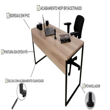 Imagem de Mesa De Escritório Diretor Estilo Industrial Preto-amadeirado