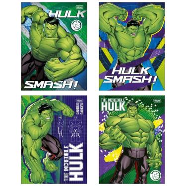 Imagem de Kit C- 4 Caderno Universitário Hulk Tilibra Capa Dura Brochura - 80 Folhas