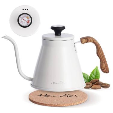 Imagem de Gooseneck Chaleira de Água 1.1L com Termômetro e Cabo Anti Calor, Aço Inox, Branca, HARRIET, Branco