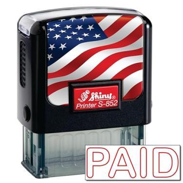 Imagem de Shiny Carimbo de borracha autotintado com carimbo pago, área de impressão de 1,27 cm x 3,5 cm, tinta vermelha, recarregável