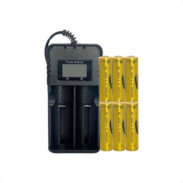 Imagem de Carregador + 6 Bateria 9800Mah 18650 4,2V Gold Lanterna Led - Lojaquit