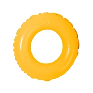 Imagem de Boia Circular Colorida Redonda Criança 60cm Grande Brinquedo Inflável Piscina Praia (Amarelo)
