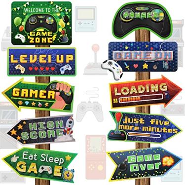 Imagem de Placa de vídeo game, placa de festa, 20 peças, placas direcionais temáticas, vídeo, jogos, recortes, recepções, quintal, exterior, placa de parede, suprimentos, foto, adereços, decoração de festa