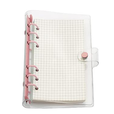 Imagem de Organizador pessoal A6 A5 com capa de PVC colorida de 6 furos com fecho de botão de pressão, pasta de arquivo para caderno de folhas soltas (coral de açúcar, mini conjunto A6)