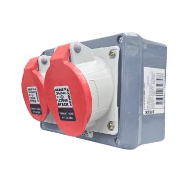 Imagem de Quadro Sobrepor C/ 1 Tomada Ind. N4046 + 1 Tomada Ind. N4246 Cód. S304147 – Steck