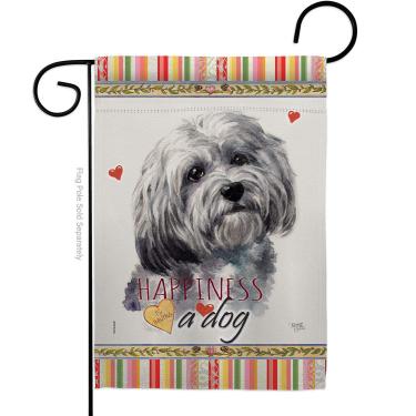 Imagem de Breeze Decor Bandeira Havanese Happiness Garden Dog Puppy Spoiled Paw Canine Fur Pet Nature Farm Animal Creature House Decoração Banner Pequeno Yard Presente Dupla Face, Feito nos EUA