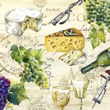 Imagem de Guardanapo para Decoupage Ihr 33x33 Queijo Vinho Uva C/ 20 Unidade - G