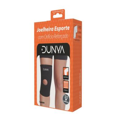 Imagem de Joelheira Dunya Esporte com Orifício Reforçada Preto M 1 Unidade