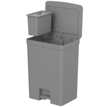 Imagem de Lixeira de Pedal Trium 46 + Cesto 4L Branco LX4450 - Ou, Chumbo