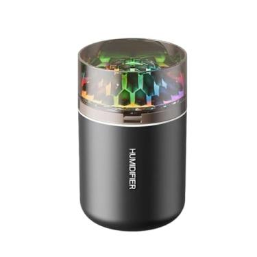 Imagem de WeiLaiKeQi Mini umidificador de ar com tanque de água de 180 ml, umidificador de mesa com luz noturna colorida para sala de estar e banheiro, Preto