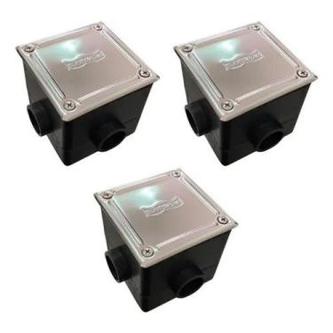 Imagem de Kit 3 Caixas de Passagem Quadrada com Tampa Inox Sodramar Resistência 