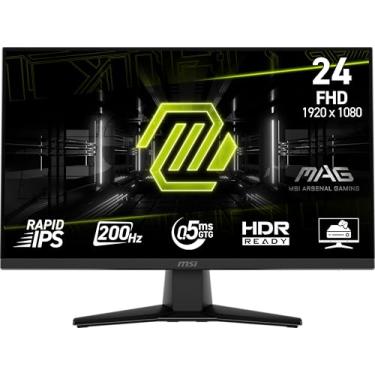 Imagem de MSI Monitor de jogos MAG 242F 61.0 cm 1920 x 1080 (FHD), 200Hz, sincronização adaptável, HDMI, DisplayPort, montagem VESA, inclinação, altura ajustável, alto-falante, 0,5 ms, preto