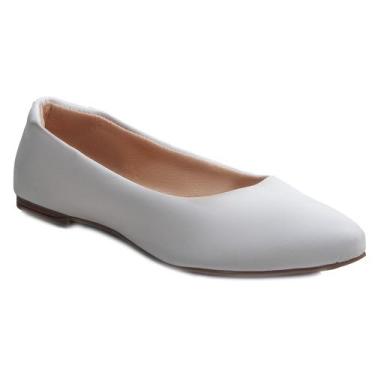Imagem de Sapatilha Feminina Branca Bico Fino Casual Elegante - HAMITIE, 35, Bra
