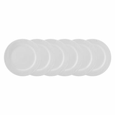 Imagem de Estojo com 6 Pratos Rasos em Porcelana, Modelo Waves, Redondo com Relevo, Porcelana Schmidt