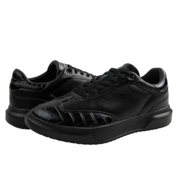 Imagem de Mario Lopez Chase Tênis masculino moderno com cadarço Wingtip, Croc preto/preto, 40