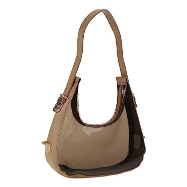 Imagem de HUANIZI Bolsa de ombro transparente transparente para axilas, bolsas e bolsas de mão de luxo, Caqui, 10x20x6cm