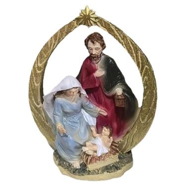 Imagem de JunZheHub Imagem Católica Da Sagrada Família, Decoração de Mesa com, E Menino Jesus, Pintada à Mão, Decoração de Natal, Resina, 15,5 X 19 Cm
