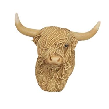 Imagem de Ｂｅｓｇａ Decoração de Vaca, Estatueta de Cabeça de Vaca, Resina Rústica, Decoração de Parede, Cabeça de Animal, Decoração de Parede para Cerca, Casa de Fazenda, Amarelo, Tamanho real