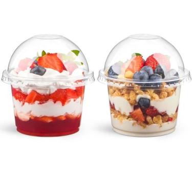 Imagem de Copos de plástico Kucoele de 9 onças (250 mL) com tampas em forma de c