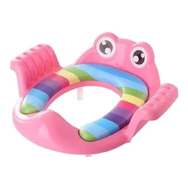 Imagem de Redutor Assento Sanitario Assento Infantil Treinamento com Alça Almofadado Desfralde Bebê Infantil (ROSA)