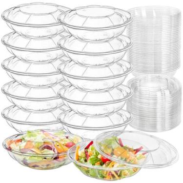 Imagem de Taças de salada Mezchi, pacote com 50 unidades de plástico, 530 ml com