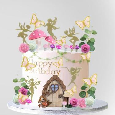 Imagem de Cake Toppers LXASIY Fairy Garden Fairy Party Birthday 39 unidades