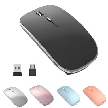 Imagem de Halpilt Mouse sem fio carregável, portátil, silencioso, USB-A e Tipo-C, mouse sem fio, 3 DPI ajustáveis para laptop, Mac, Android, PC (Q23S preto)