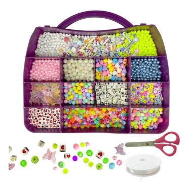 Imagem de Kit de Perolas Miçangas Entremeios Letras Fimo Maleta c/3000